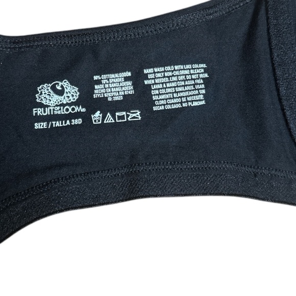Fruit of the Loom Unlined Underwire Bra | 38D | Black | NWT - Picture 5 of 5